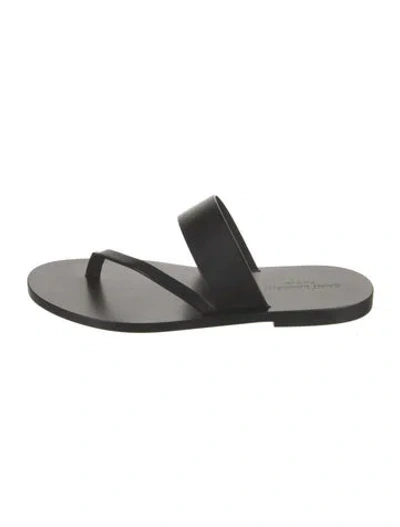 Pre-owned Saint Laurent Leather Slides In Black