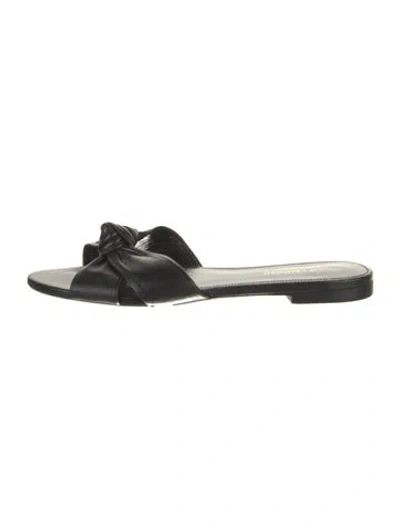 Pre-owned Saint Laurent Leather Slides In Black