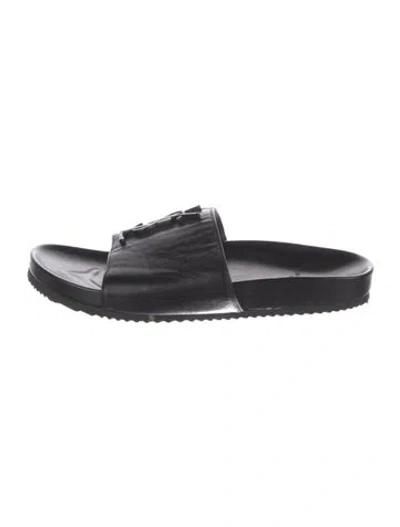 Pre-owned Saint Laurent Leather Slides In Black