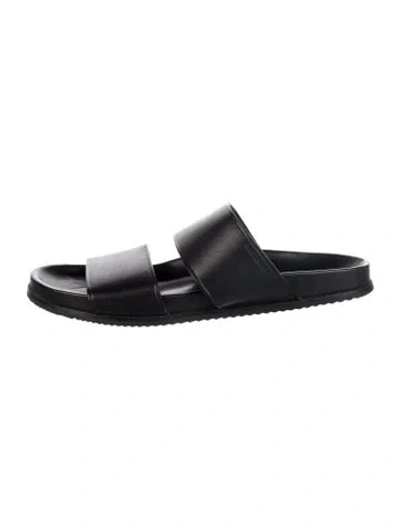 Pre-owned Saint Laurent Leather Slides In Black