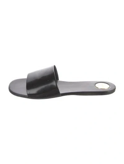 Pre-owned Saint Laurent Leather Slides In Black