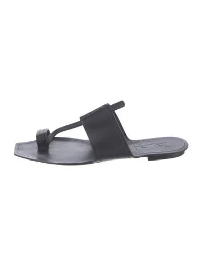 Pre-owned Saint Laurent Leather Slides In Black