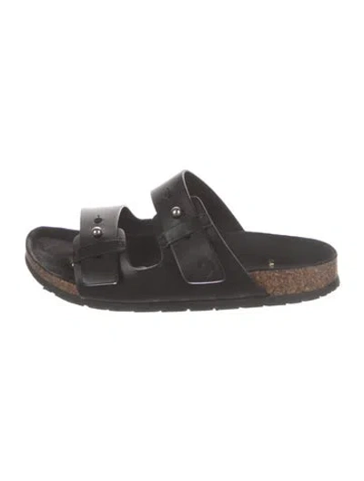 Pre-owned Saint Laurent Leather Slides In Black