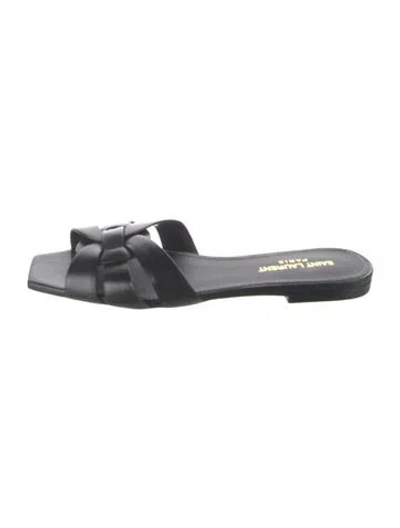 Pre-owned Saint Laurent Leather Slides In Black