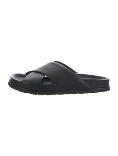 Pre-owned Saint Laurent Leather Slides In Black