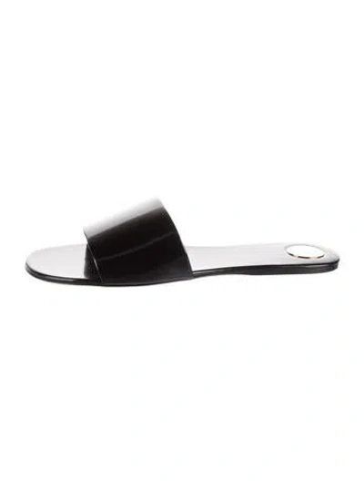 Pre-owned Saint Laurent Leather Slides In Black