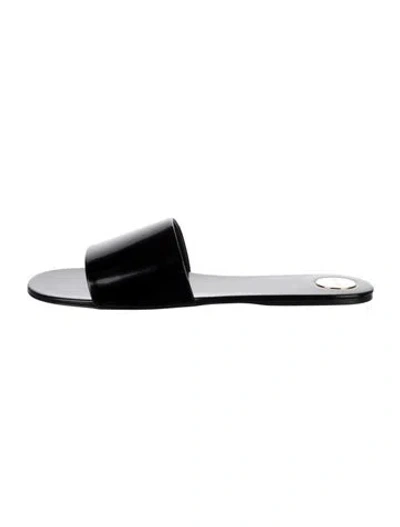 Pre-owned Saint Laurent Leather Slides In Black