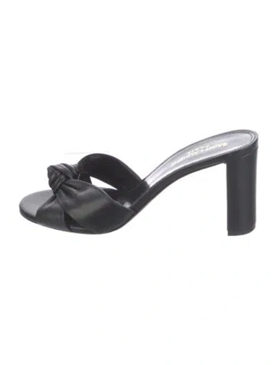 Pre-owned Saint Laurent Leather Slides In Black