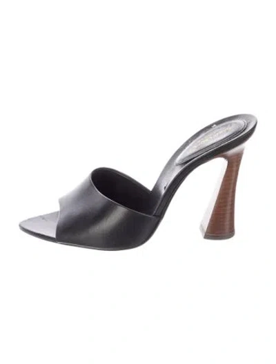 Pre-owned Saint Laurent Leather Slides In Black