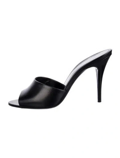 Pre-owned Saint Laurent Leather Slides In Black