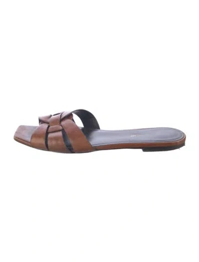 Pre-owned Saint Laurent Leather Slides In Blue