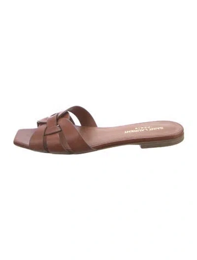 Pre-owned Saint Laurent Leather Slides In Brown