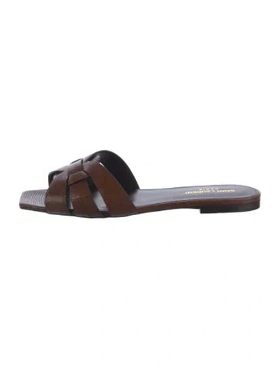 Pre-owned Saint Laurent Leather Slides In Brown