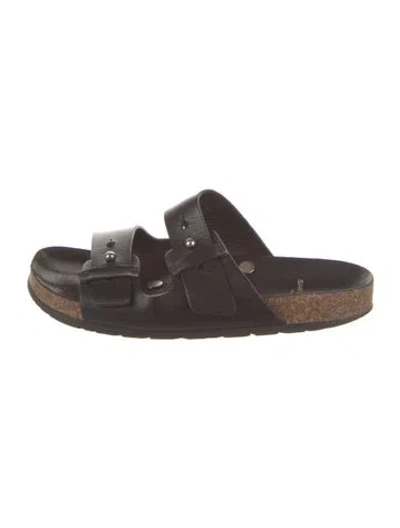 Pre-owned Saint Laurent Leather Slides In Brown