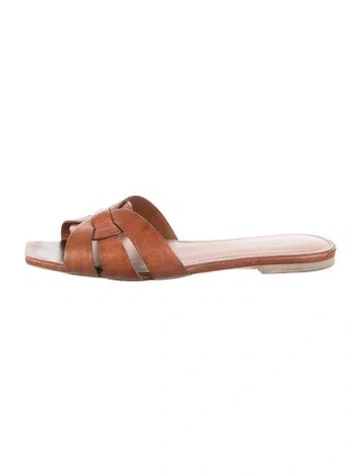 Pre-owned Saint Laurent Leather Slides In Brown