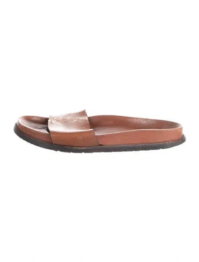 Pre-owned Saint Laurent Leather Slides In Brown