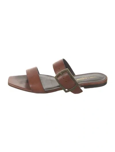 Pre-owned Saint Laurent Leather Slides In Brown