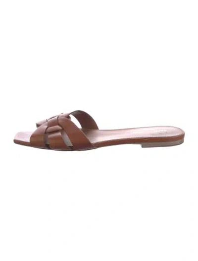 Pre-owned Saint Laurent Leather Slides In Brown