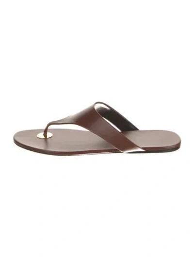 Pre-owned Saint Laurent Leather Slides In Brown