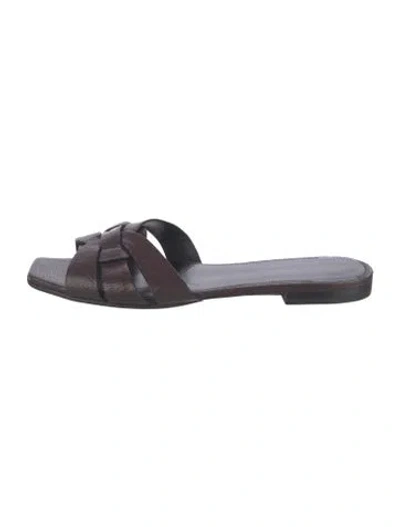 Pre-owned Saint Laurent Leather Slides In Brown