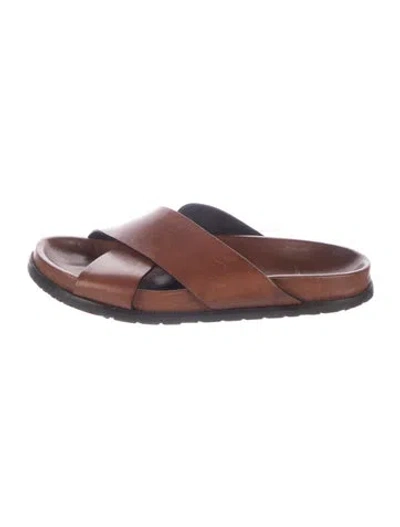 Pre-owned Saint Laurent Leather Slides In Brown