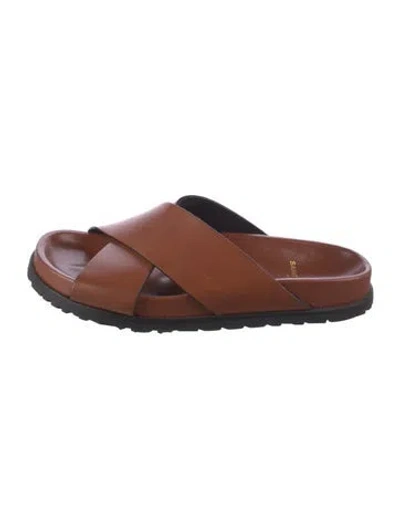 Pre-owned Saint Laurent Leather Slides In Brown