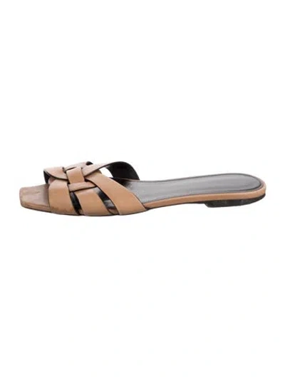 Pre-owned Saint Laurent Leather Slides In Brown
