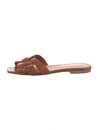Pre-owned Saint Laurent Leather Slides In Brown