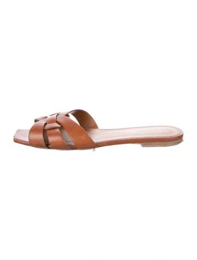 Pre-owned Saint Laurent Leather Slides In Brown