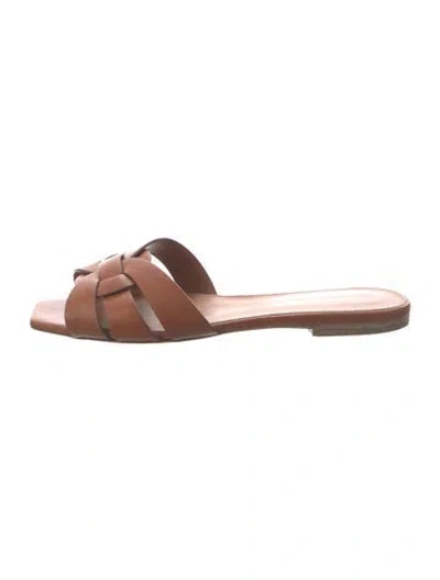 Pre-owned Saint Laurent Leather Slides In Brown