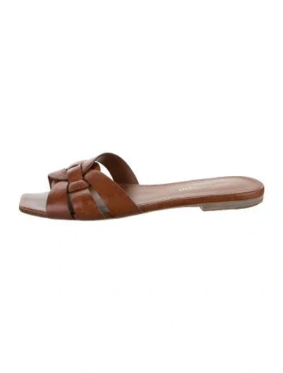 Pre-owned Saint Laurent Leather Slides In Brown