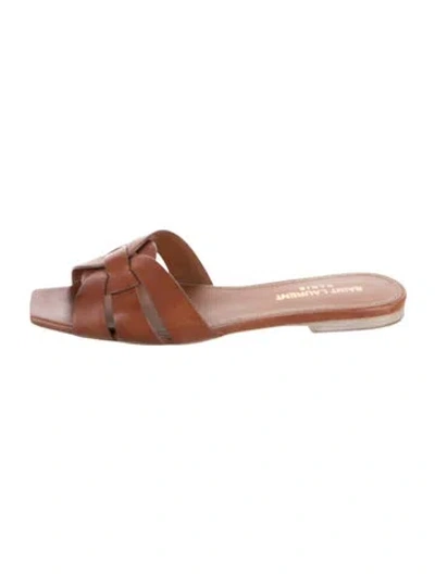 Pre-owned Saint Laurent Leather Slides In Brown