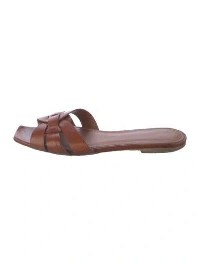 Pre-owned Saint Laurent Leather Slides In Brown