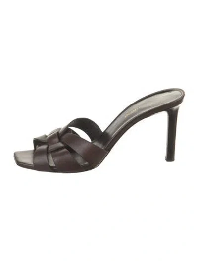Pre-owned Saint Laurent Leather Slides In Brown