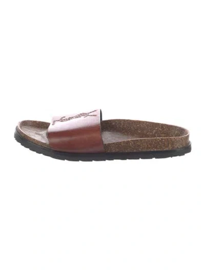 Pre-owned Saint Laurent Leather Slides In Brown