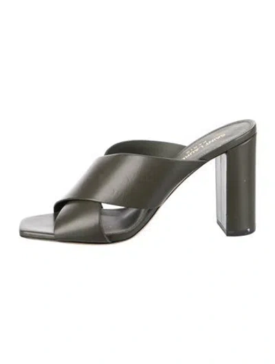 Pre-owned Saint Laurent Leather Slides In Green