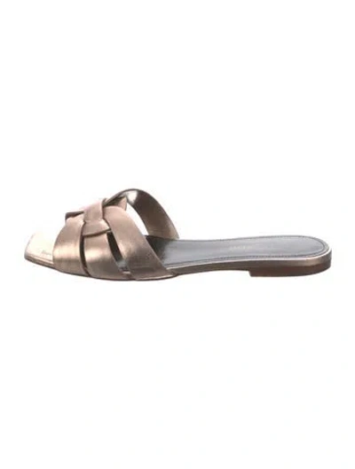 Pre-owned Saint Laurent Leather Slides In Metallic