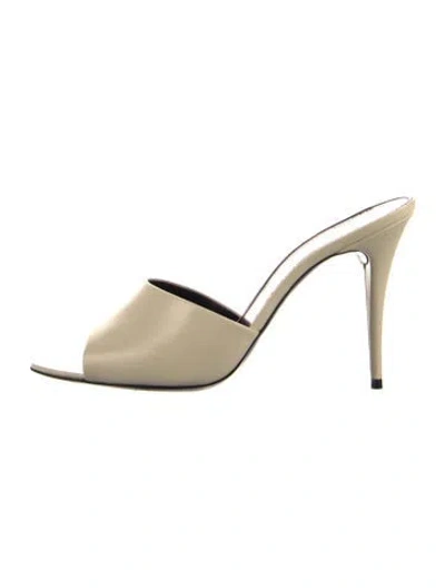 Pre-owned Saint Laurent Leather Slides In Neutral