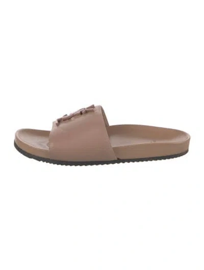 Pre-owned Saint Laurent Leather Slides In Neutral