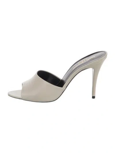 Pre-owned Saint Laurent Leather Slides In Neutral