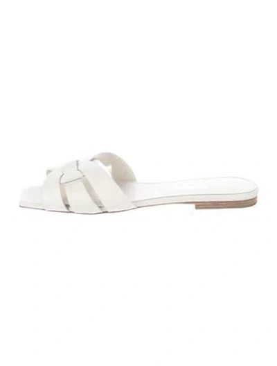 Pre-owned Saint Laurent Leather Slides In Neutral