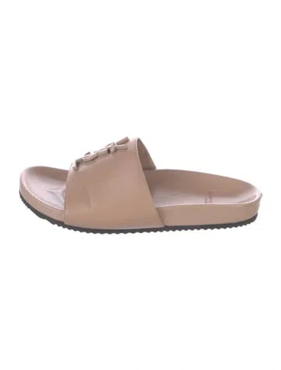 Pre-owned Saint Laurent Leather Slides In Neutrals