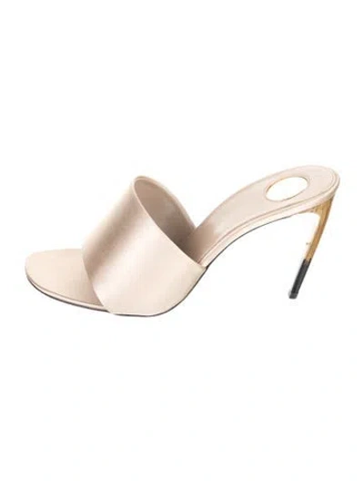 Pre-owned Saint Laurent Leather Slides In Neutrals