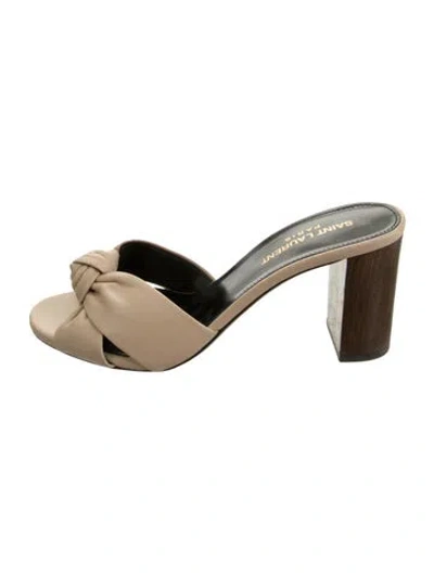 Pre-owned Saint Laurent Leather Slides In Neutrals