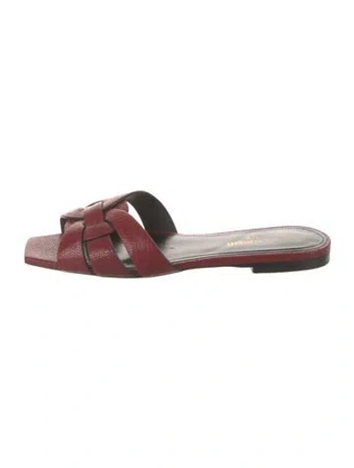 Pre-owned Saint Laurent Leather Slides In Red