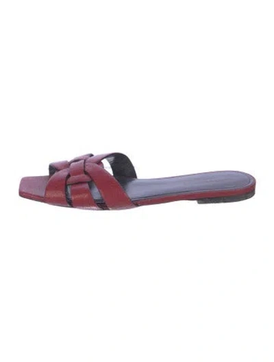 Pre-owned Saint Laurent Leather Slides In Red