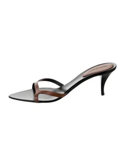 Pre-owned Saint Laurent Leather Slides In Silver