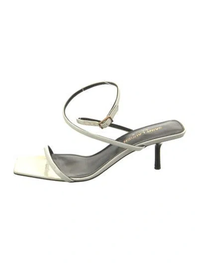 Pre-owned Saint Laurent Leather Slides In Silver