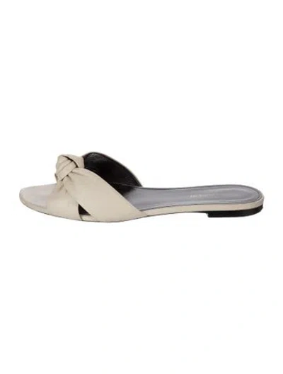 Pre-owned Saint Laurent Leather Slides In White