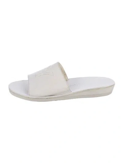 Pre-owned Saint Laurent Leather Slides In White